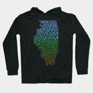 Illinois State Outline Maze & Labyrinth T-Shirt Hoodie